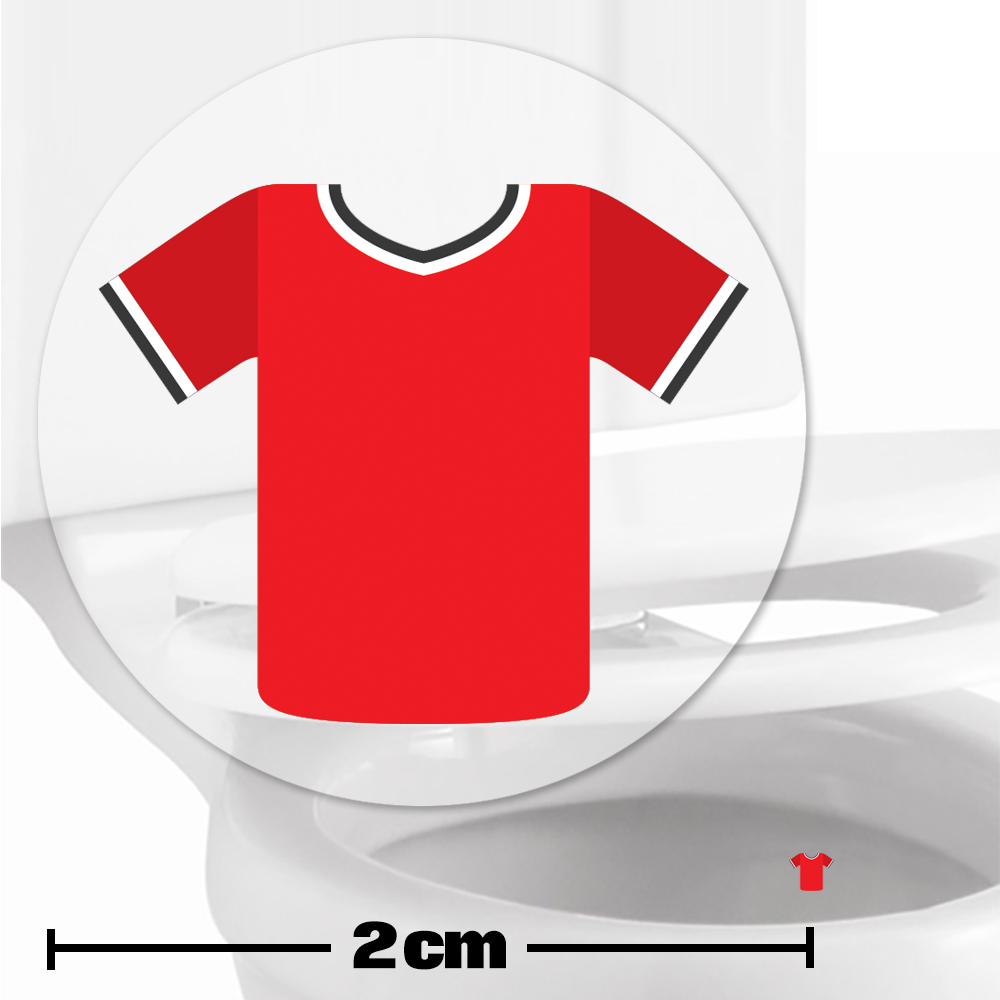 Red Football Shirt Toilet Target Stickers 2cm